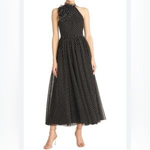 ML Monique Lhuillier Black and White Halter Dress